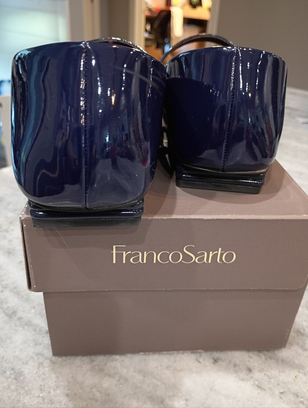 Franco Sarto Navy Patent Mary Jane Flats with Strap Women's Size 8.5 - Picture 4 of 8
